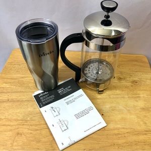 Coffee Press and Insulated Tumbler Set NWOB 20oz